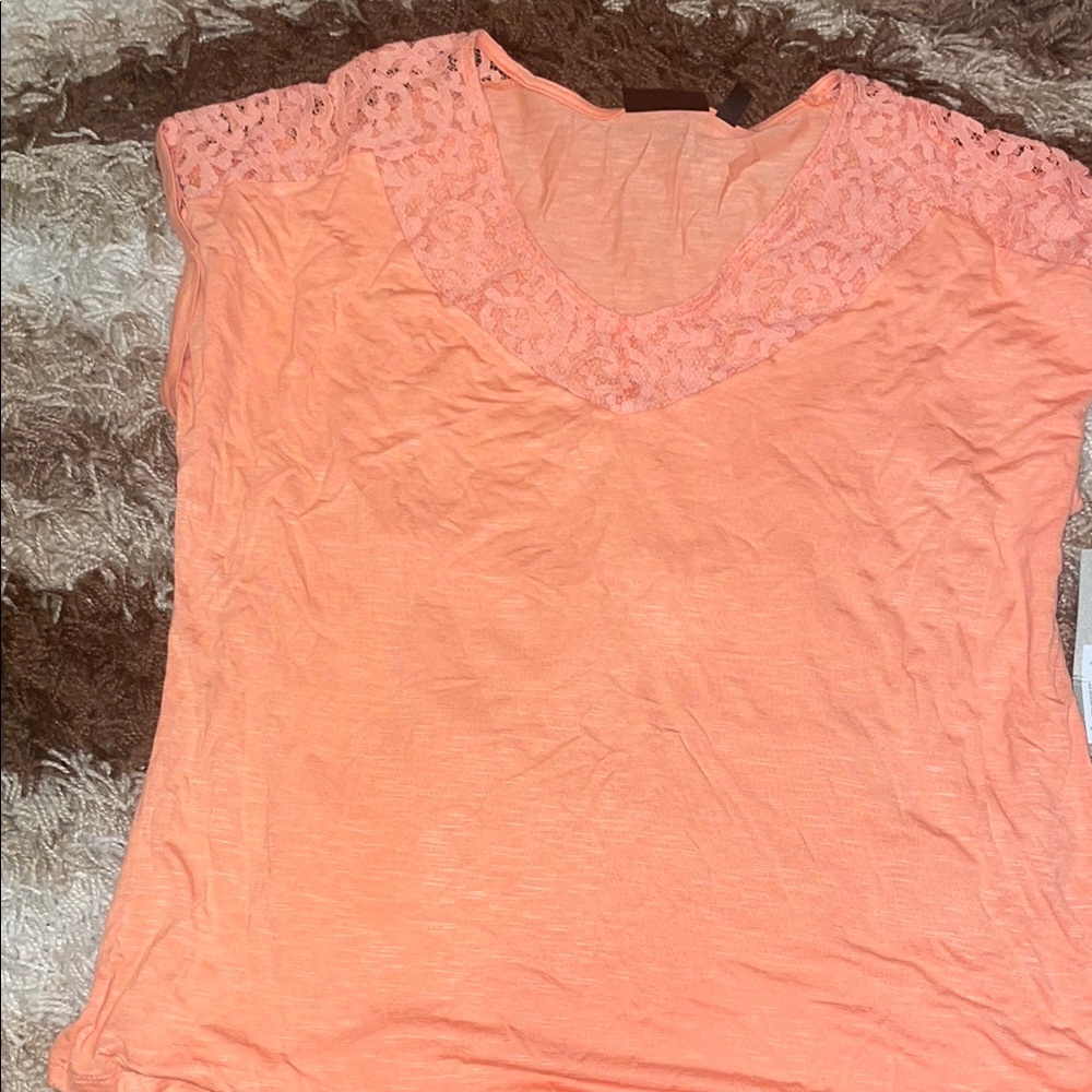 Apt. 9 Peach Lace Accent Blouse